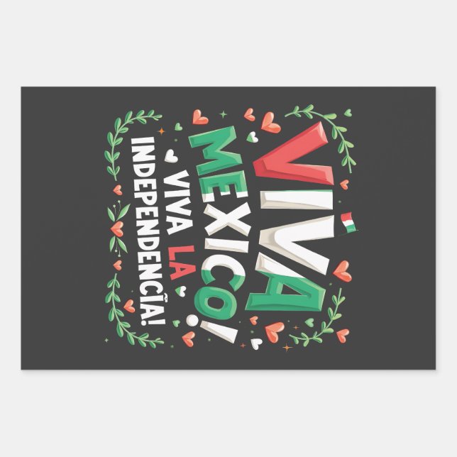 Hoja De Papel De Regalo Viva México vive la independencia (Anverso)