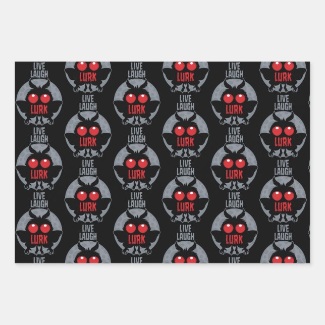 Hoja De Papel De Regalo Vive Ríe Acecha Mothman Críptido (Anverso)