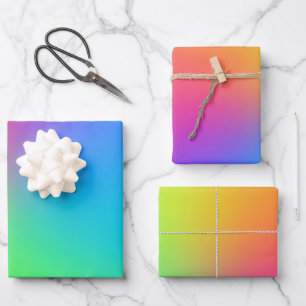 Hoja De Papel De Regalo Vivid Rainbow Ombre Birday Party