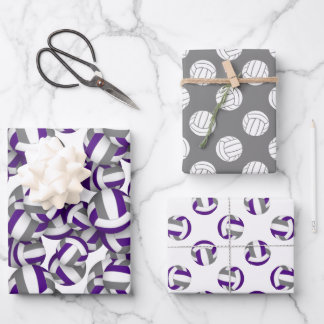 Hoja De Papel De Regalo voleibol de color gris violeta de coordinación