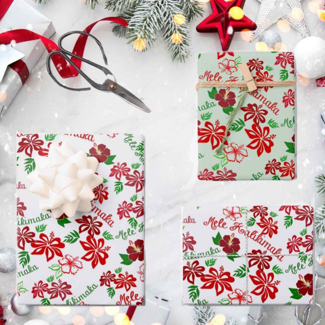 Hoja De Papel De Regalo Waiian Hibiscus Mele Kalikimaka Gift Wrap (Subido por el creador)