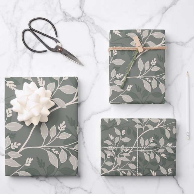 Hoja De Papel De Regalo Wandering Leaves Elegant Earthy Botanical Pattern (Anverso)