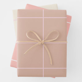 Hoja De Papel De Regalo Warm Beige Grid Pattern Minimal Soft Check Design