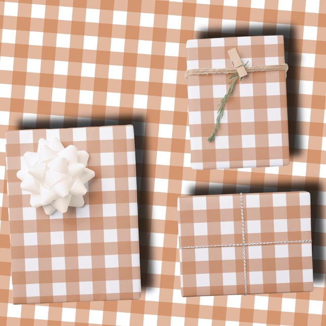 Hoja De Papel De Regalo Warm Terracotta and White Checkered Gingham  (Subido por el creador)