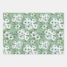 Watercolor anemone Wrapping Paper Set of 3