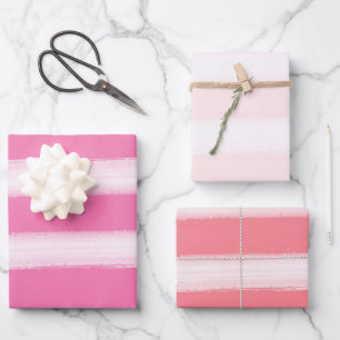 Hoja De Papel De Regalo Watercolor Beach Pink Coral Strips