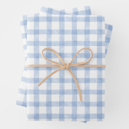 Hoja De Papel De Regalo Watercolor Blue Gingham
