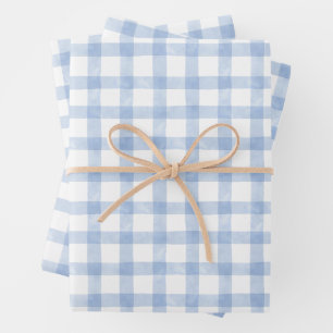 Hoja De Papel De Regalo Watercolor Blue Gingham