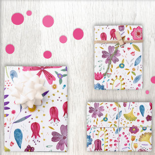 Hoja De Papel De Regalo Watercolor Flor salvaje Botánica