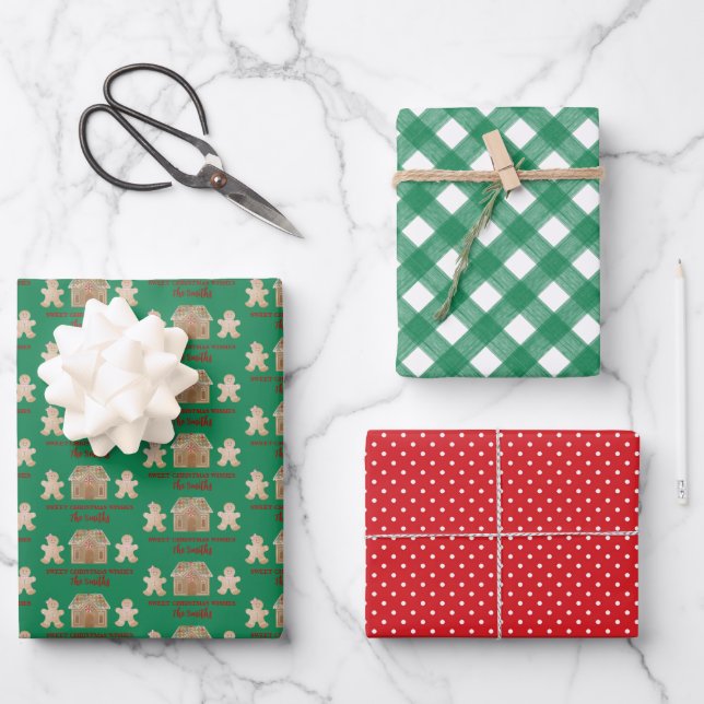 Hoja De Papel De Regalo Watercolor Gingerbread Navidades Dulces (Anverso)