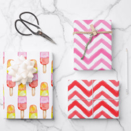 Hoja De Papel De Regalo Watercolor Popsicles Chevron