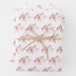 Hoja De Papel De Regalo Watercolor Rubor Pink Bow Baby Shower