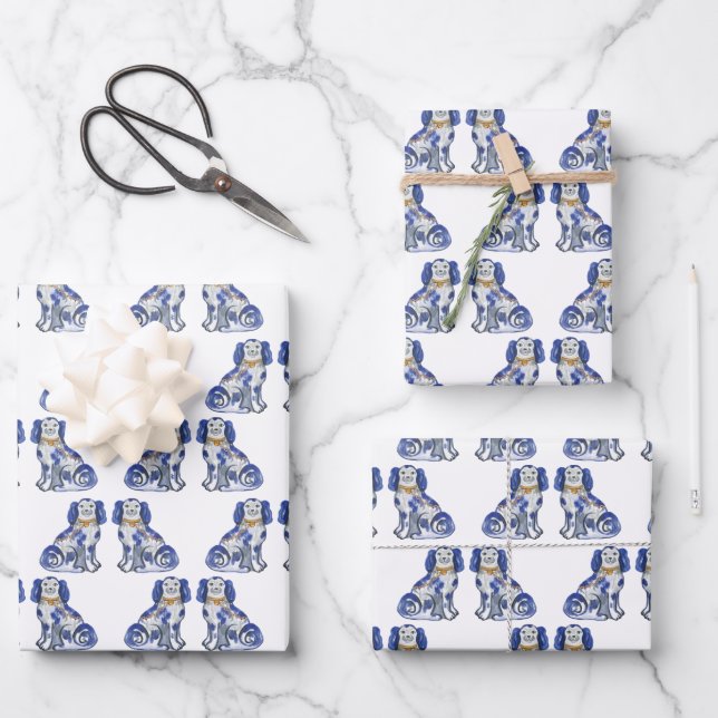 Hoja De Papel De Regalo Watercolor Staffordshire Dogs (Anverso)