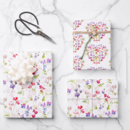 Hoja De Papel De Regalo Watercolor Sweet Peas bonito floral