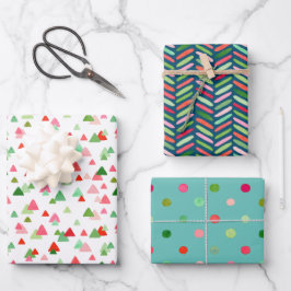 Hoja De Papel De Regalo Watercolor Xmas Confetti Triangle Zigzag Dots
