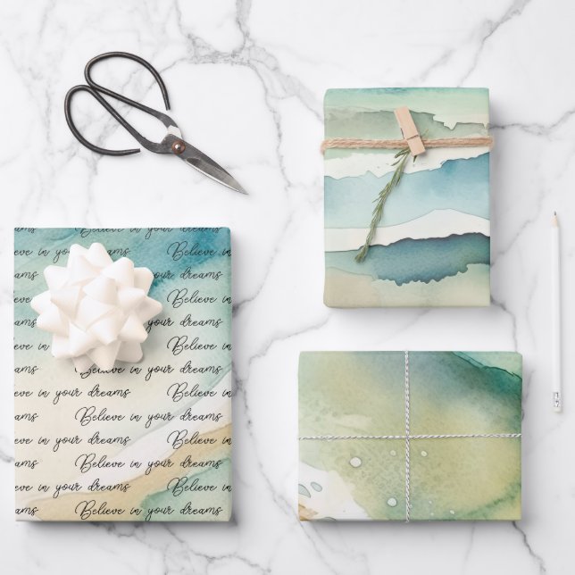 Hoja De Papel De Regalo Waves del océano playa (Anverso)