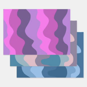 Hoja De Papel De Regalo Wavy Stripe Colorful Pink Purple Retro Regalo de t