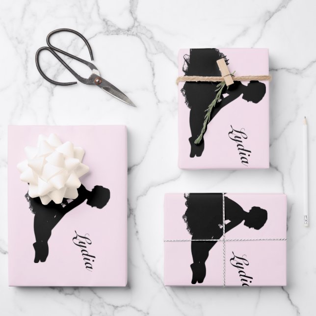 Hoja De Papel De Regalo Weary Ballerina Personalizada con Nombre Rosa (Anverso)