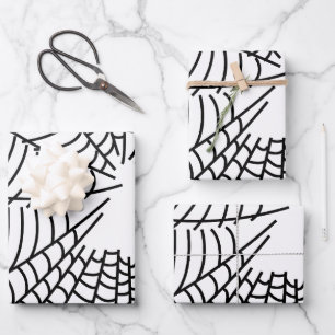 Hoja De Papel De Regalo Web de araña blanca y negra