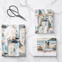 Hoja De Papel De Regalo Wedding Beach Couple