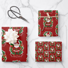 Hoja De Papel De Regalo Weihnachtsmann mit Tannenzweigen -