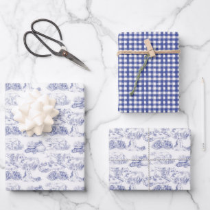 Hoja De Papel De Regalo WHEATEN Terrier Blue Toile