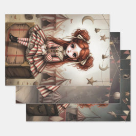 Hoja De Papel De Regalo Whimsical Dark Circus Doll