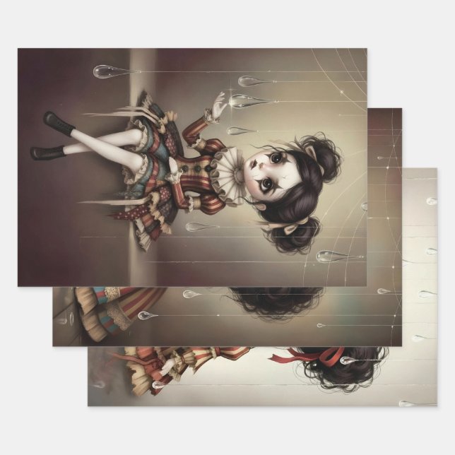 Hoja De Papel De Regalo Whimsical Dark Circus Doll (Set)