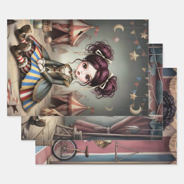 Hoja De Papel De Regalo Whimsical Dark Circus Doll (Set)