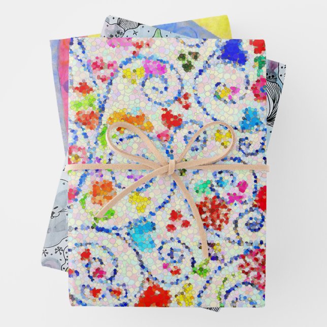 Hoja De Papel De Regalo ​Whimsical Family Art Wrapping Paper Set  (In situ)