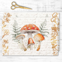 Hoja De Papel De Regalo Whimsical Forest Mushroom Vintage letter Decoupage