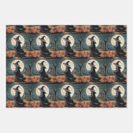 Hoja De Papel De Regalo Whimsical Halloween And Fall, Ghost, Scarecrow,