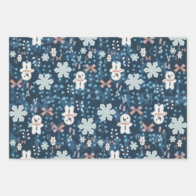 Hoja De Papel De Regalo Whimsical Holiday Wrapping Paper Flat Sheet (Anverso)