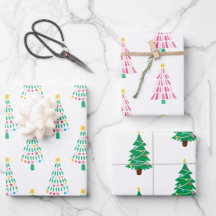 Whimsical Modern Christmas Tree Set de 3