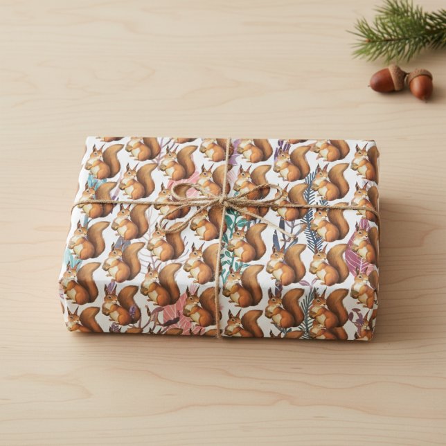 Hoja De Papel De Regalo Whimsical Woodland (Whimsical Woodland Squirrel Gift Wrap)