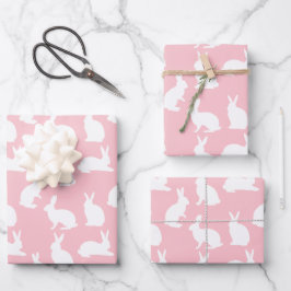 Hoja De Papel De Regalo White Bunny Pattern On Blush Pink Adorable Easter