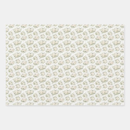 Hoja De Papel De Regalo White Cream Watercolor Florals Wedding Bridal 