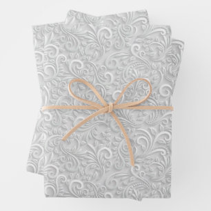 Hoja De Papel De Regalo White Filigree Swirls
