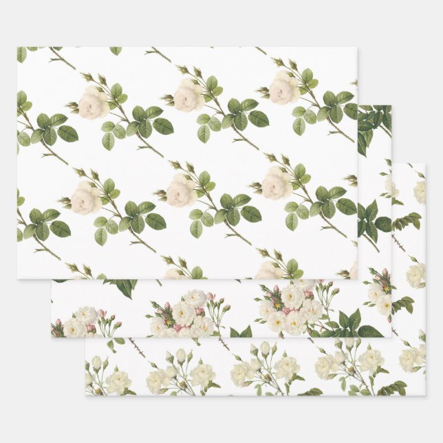 Hoja De Papel De Regalo White Rose Pattern (Set)