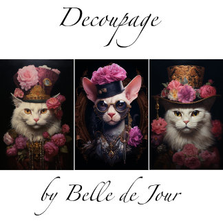 Hoja De Papel De Regalo White Steampunk Cats, Roses, Decoupage