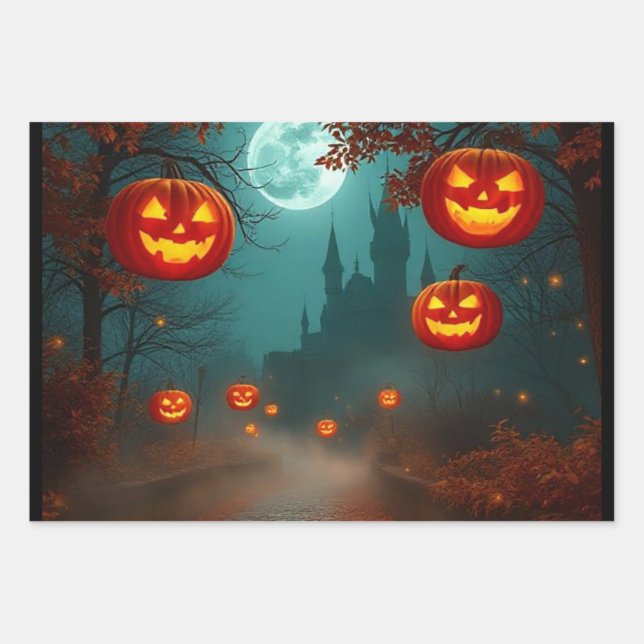 Hoja De Papel De Regalo Wickedly Beautiful Halloween Gift Wrap 🌕 (Anverso)
