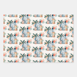 Hoja De Papel De Regalo Wild Jungle Birthday Party Pattern