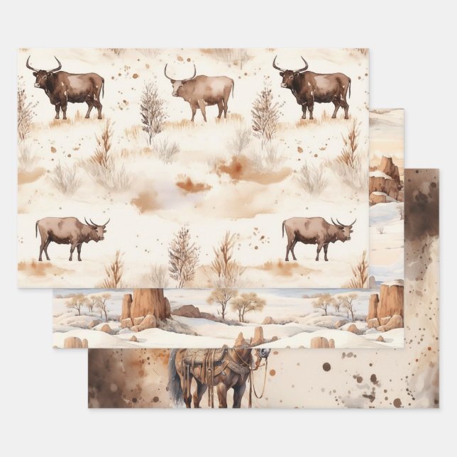 Hoja De Papel De Regalo Wild West Horse Birthday (Set)