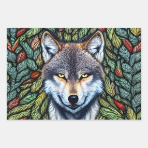 Hoja De Papel De Regalo Wilderness Woodland Predator Wolf