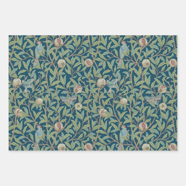 Hoja De Papel De Regalo William Morris "Ave y granada" (Anverso 2)