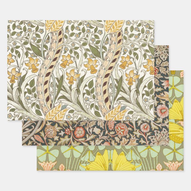 Hoja De Papel De Regalo William Morris Daffodil Garden Flor Classic Bota (Set)
