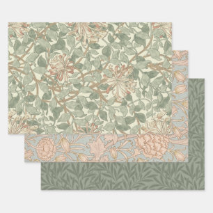Hoja De Papel De Regalo William Morris Honeysuckle Green Floral