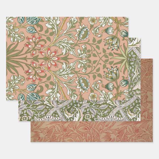 Hoja De Papel De Regalo William Morris Hyacinth Flower Rosa Art (Set)