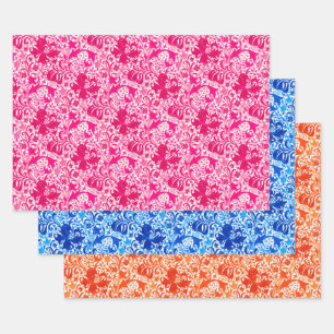 Hoja De Papel De Regalo William Morris Iris y Lily, Pink, Blue, Naranja
