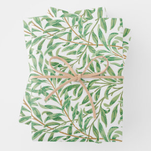 Hoja De Papel De Regalo William Morris Pastel Green Willow Leaf Branks